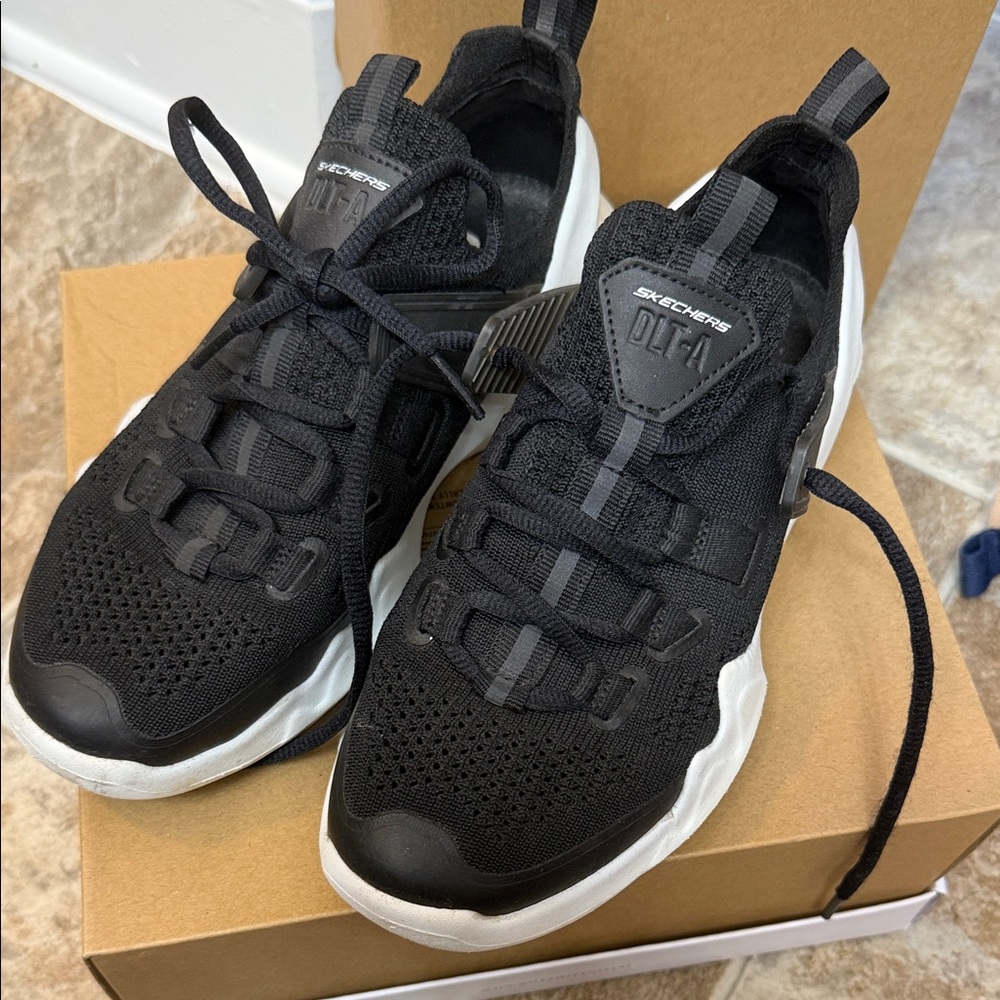 Skechers Black and White Athletic Shoes